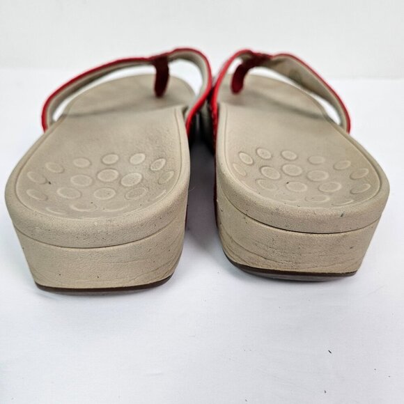 Vionic Zuma Red Faux Patent Leather Wedge Thong Orthotic Comfort Sandal 9 - Picture 6 of 12